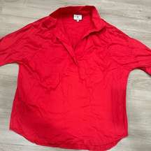 Tuckernuck Willow Oversized Popover Top Poppy Red High Low Collared size M