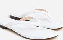 J. Crew Menorca Thong Sandals Flip Flops 7 White Padded Leather Slip On Casual