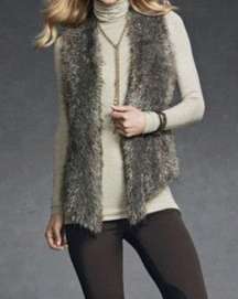 CAbi Shaggy Faux Fur Knit Vest Alpaca Mohair Blend