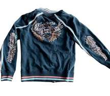 Harley Davidson Womens Jacket Racing Stripe Sleeves Embroidered Sz M