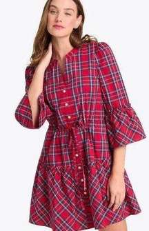 Draper James Red Angie Plaid Avery Shirt Dress Sz.L