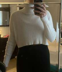 White Turtle Neck Cropped Sweater