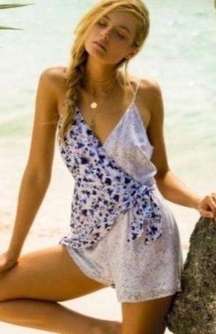 NWT L Space Maria Blue Romper Cover Up