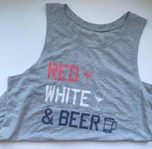 Grayson / Threads ‘Red White & Beer’ graphic print swing tank, size M
