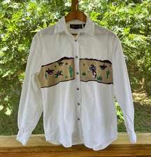 Gordon & James Shirt Company Women's Embroidered Western Shirt White Size S