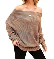 1444 Exlura Pink Boat Neck Oversized Sweater