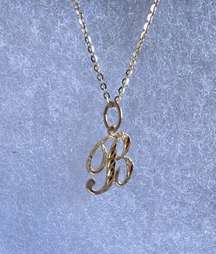 B Initial Pendant 14k Solid Gold