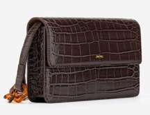 JW PEI Julia Crossbody Bag Vegan Leather Croc Embossed in Dark Brown