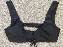 Scoop Tie Front Bikini Top Black Size Large