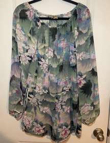 🌺GUC  Sheer Waterlily Print Romper Coverup Beachwear Size M