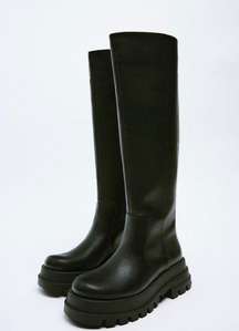 Zara Treaded Knee High Lug Boots - Sz 10/41/NWT