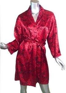 Red rose silk robe