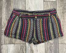 Multicolored Boho Vertical Striped Shorts Size XL