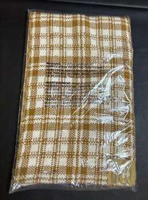 Timberland Scarf Tan White Plaid Winter New in Package Fringe