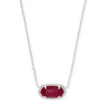 Kendra Scott Elisa Maroon Jade Pendant Necklace Silver Chain