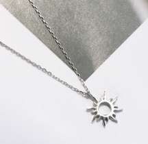 925 Silver Plated Sun Pendant Necklace for Women