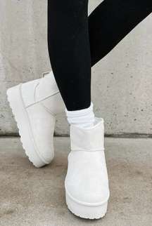 FAUX FUR LINED MINI PLATFORM BOOTIES (OFF WHITE)