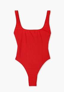 Square Neck One Piece Red Swimsuit Size 10