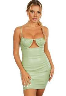 Tic Toc Green Leather Keyhole Bodycon Mini / S NWOT