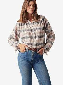 Faherty Everleigh Top in Cream Ellicott Plaid Size XL