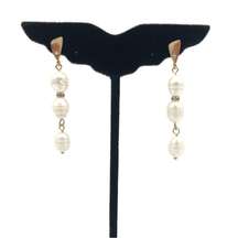 NWT ETTIKA 18K Gold-Plated 10MM Freshwater Pearl Cubic Zirconia Dangle Earrings
