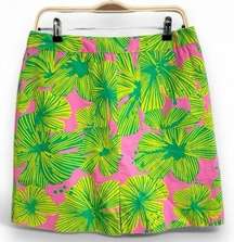 Lily Pulitzer Floral Pink And Green Tropical Skirt Size 6 Back Zip Front Pockets