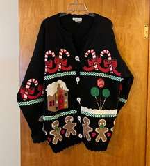 The Sweater Loft Heavyweight Cardigan Sweater Christmas Candy Cane Buttons 2X