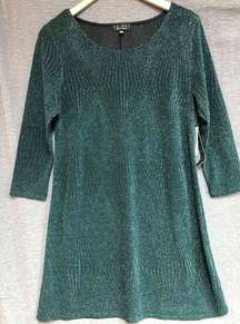 Trixxi Green Glittery 3/4 Sleeve Wide Neckline A-Line Dress XXL