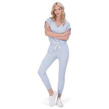 NWT N:PHILANTHROPY Short Sleeve Cotton V-neck Jumpsuit Light Blue Medium