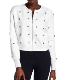 White and Silver Star Zip Jacket