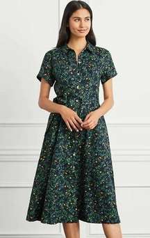 NWT Hill House The Laura Shirt Dress in Midnight Garden Linen Floral Size Small