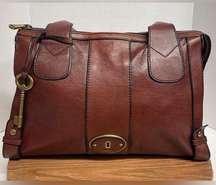 Fossil Vintage Reissue Weekender Large Distressed Brown Leather Satchel Bag