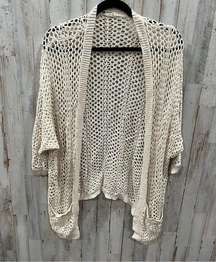 Garage Cream Open Knit Linen Blend Oversized Cardigan