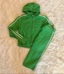 EXPRESS Green Vintage Track Suit Active Wear, Jacket & Cropped Pants | L & XS