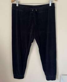 Y2K Black Velour Jogger Track Pants Size L