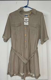 Southern   Cotton Linen Button Up Romper