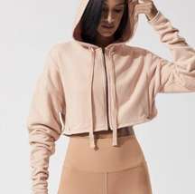 Alo Yoga Extreme Crop Hoodie Jacket Full Zip in Nectar