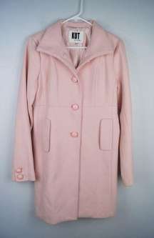 Kut from the Kloth Pink Peacoat Single Breasted Wool Blend Coat Size Medium