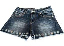 Guess daisy flowers embroidered jeans shorts