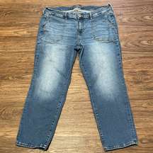 Feel The Fit Cropped High Rise Jeans Factory Whiskering Distressing 16R