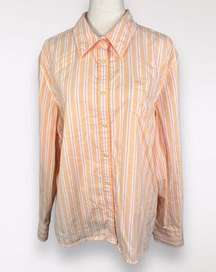 Long Sleeve Button Down Shirt Striped Cotton XXL