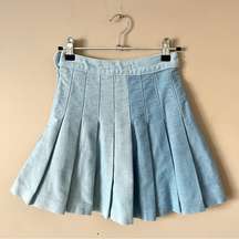 BROOKLYN KARMA | Y2K Two Toned Denim Pleated Mini Skirt Sz S