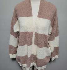 Pink Lily Dusty Mauve Striped Slouchy Oversized Cardigan Size Medium