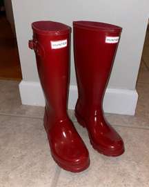 Tall Glossy Red Rainboots