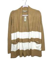 NWT LOFT Color block Beige and White Cardigan Size SP