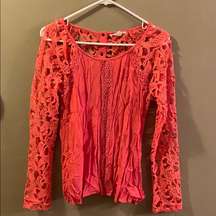 Double Zero Coral Lace Sleeved Blouse