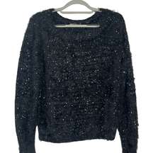 NY&Co Design Studio Fluffy Eyelash Knit & Metallic Sequin Pullover Sweater NWT