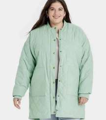 NWT Universal Thread Quilted Coat Green Plus Size 1X NEW