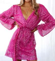 Sequin Pink Mini Dress