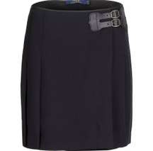 NWT  Ralph Lauren Bromley Black Buckle Pleated Mini Skirt